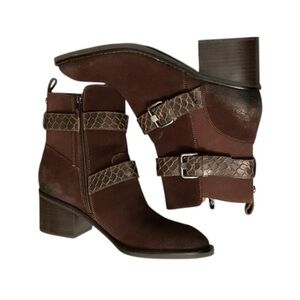Donald J. Pliner “Dahlin” Ankle Boots with Buckle Detail 2.5” Heels